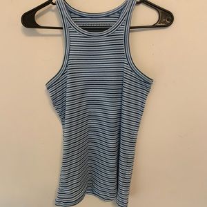 Blue stripped high neck sleeveless top